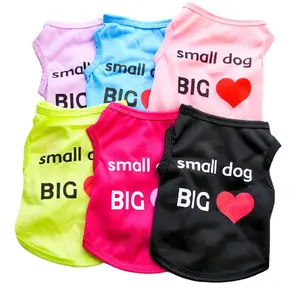 Đáng Yêu Con Chó Nhỏ trái tim lớn in Dog t Áo sơ mi XXX quần áo chó cho nhỏ dosg mùa hè Pet vest Dress