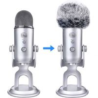 Manchon anti-vent en fourrure pour microphone audio professionnel en gros, manchon en fourrure personnalisé pour microphone Yeti bleu, enregistrement