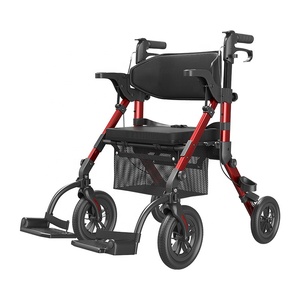 Andador Todoterreno con Asiento, <span class=keywords><strong>Ruedas</strong></span> de 10 Pulgadas, <span class=keywords><strong>Plegable</strong></span>, de Aluminio, Ayuda para la Movilidad de Personas Mayores - Product Image 1