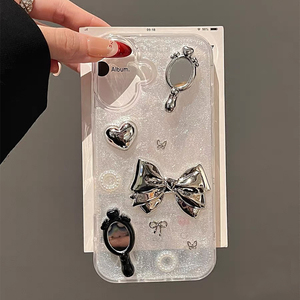 Custodia per Cellulare in TPU di Lusso con Fiocco e Glitter per <span class=keywords><strong>iPhone</strong></span> 17 ProMax, Stile Coreano Ins, Antiurto per <span class=keywords><strong>iPhone</strong></span> 16 15 14 <span class=keywords><strong>Plus</strong></span> - Product Image 5