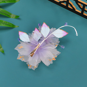 Pinza para el cabello original, de color púrpura etéreo y con efecto permanente, accesorio de alta gama para el cabello estilo Tang Hanfu, hermosa pinza lateral para el cabello con efecto permanente. - Product Image 4
