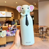 Bouteille d'eau isotherme pour enfants à imprimé animal, avec couvercle à paille, design mignon de dessin animé, gourde isotherme pour étudiants, vente directe d'usine