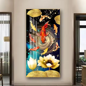 Lienzo de <span class=keywords><strong>pez</strong></span> Koi de lujo, arte de pared, cartel impreso de loto de carpa, pintura de porcelana de cristal, Metal para dormitorio, Hotel, sala de estar, decoración del hogar - Product Image 6