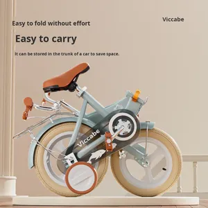 <span class=keywords><strong>Bicicletta</strong></span> <span class=keywords><strong>per</strong></span> <span class=keywords><strong>Bambini</strong></span> e Bambine 3-10 <span class=keywords><strong>Anni</strong></span> Pieghevole con Telaio in Acciaio ad Alto Tenore di Carbonio, Rotelle di Supporto e Cestino 12 14 16 18 Pollici - Product Image 2