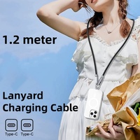 Logo accueilli 2 en 1 câble de lanière de téléphone en alliage de zinc tressé type-c à type-c PD60w câble de charge rapide de téléphone portable avec sangle