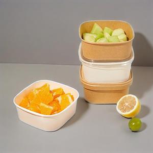 Récipients d'aliments à emporter impression personnalisée de haute qualité bols en papier rectangulaires jetables en kraft blanc uni - Product Image 4