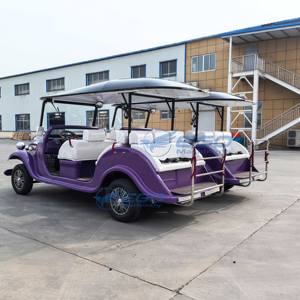 Voiture électrique de tourisme vintage violette, véhicule touristique rétro pour site panoramique, navette électrique de tourisme avec auvent - Product Image 6