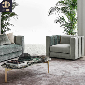 أريكة روجيانو سيكستي عالية الجودة لعام 2022، أريكة فاخرة إيطالية حديثة من القماش الرمادي اللامع - Product Image 2