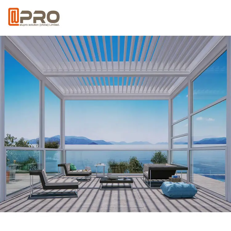 Toit de terrasse entièrement automatique en aluminium Pergola coulissante et pliante rétractable Revêtement en poudre imperméable pour l'extérieur Hôtels modernes