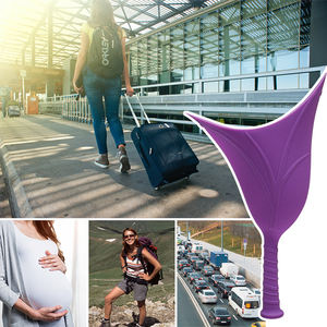 Alat buang air darurat wanita, dapat digunakan kembali makanan silikon Urinal wanita berdiri corong untuk perjalanan dan berkemah luar ruangan - Product Image 3