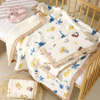 Baby Multi-laagse Handdoek 110*110 cm Op Maat Ontworpen Cartoon Dierenprint Baby Beddengoed Groothandel GOTS Gecertificeerd Biologisch