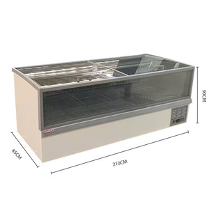 <span class=keywords><strong>Congélateur</strong></span> d'îlot de supermarché de 2,1 m avec refroidissement direct, dégivrage automatique, couvercle coulissant en verre, vitrine réfrigérée combinée - Product Image 2