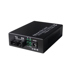 Convertisseur de média fibre optique Gigabit SC à succès – 10/100/1000 Mbps, 4 ports RJ45 + double fibre, convertisseur multimode A/B - Product Image 1