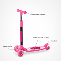 Trottinette à 3 roues pour enfants avec guidon en T réglable en hauteur et frein arrière pour garçons, filles et enfants
