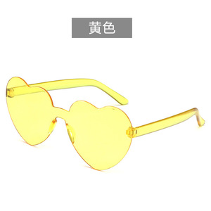 Lunettes de <span class=keywords><strong>soleil</strong></span> tendance rétro FanYue 2022, couleur bonbon, orange, bleu clair, forme de cœur, UV375, sans monture, <span class=keywords><strong>pas</strong></span> <span class=keywords><strong>cher</strong></span>, vente en gros, sport, unisexe - Product Image 4