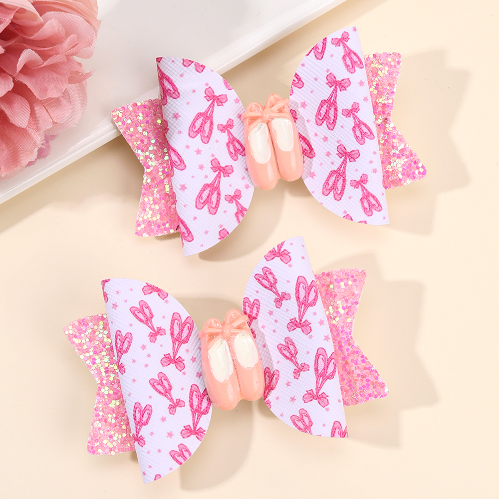 CN 2Pcs Sweet Sparkly Glitter Cartoon Bee Hair Clips for  display picture 1