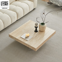 Table basse moderne en travertin avec un design rectangulaire simple, fabriquée à la main et décorative, durable, écologique, meubles de salon