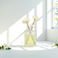 Désodorisant Rechargeable Reed Diffuseur Bouteille Nouveau Design Unique Forme Emballage Rayé Verre Aromathérapie Bouteille 100ml 200ml