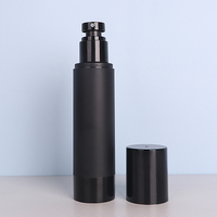 Bouteille noire mate spot de 15ml 30ml 50ml, bouteille sans air d'emballage cosmétique sous vide noir complet AS, bouteille de lotion