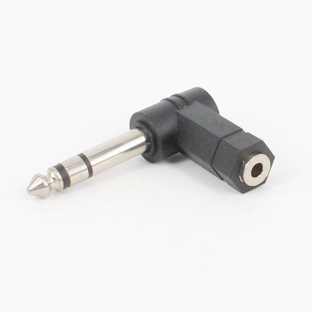 6.35mm to 3.5mm Male/Female Elbow Adapter 90 Headset Microphone Audio Converter