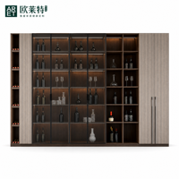 Armoire à vin ARET en mélamine sur mesure avec éclairage LED, écologique et grande capacité, meuble moderne pour salon