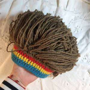 Gorro de Pelo Sintético con Trenzas - Gorro de Ganchillo Hecho a Mano para Hombres y Mujeres, Estilo Rasta Jamaica para Cosplay - Product Image 6