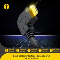 Câble de données Mini-USB vers Mini-USB 90° à angle droit, connecteur 4K, conducteur en cuivre sans oxygène plaqué or