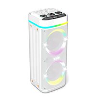 Enceinte sans fil 40W avec lumière RGB, son puissant, super basses, double woofer, pour home cinéma, sur chariot, 2 microphones