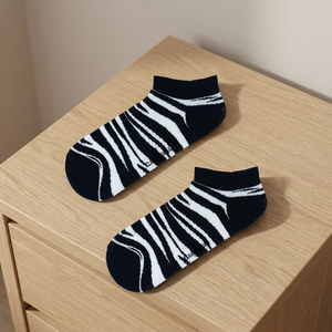 Zebra Patterned Booties Colorful Sports <b>Socks</b> Unisex Adult Weaving Fabric Short Silhouette - Product Image 2