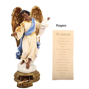 Statues religieuses catholiques en résine, Ange Gabriel, Archange, Afro-Saint, avec base à tiroir - Product Image 6