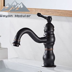 Grifo de lavabo alto de latón antiguo de lujo, monomando, de montaje en cubierta, para lavabo de encimera en proyectos hoteleros - Product Image 3