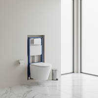 Ensemble WC mural moderne W04 en céramique blanche pour hôtel, avec réservoir encastré, siphon en P, double chasse et design écologique