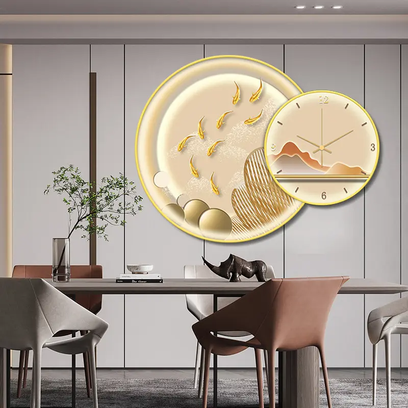 Light luxury furniture decorated wall clock mural crystal porcelain living room and dining room