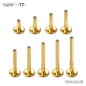 Clous de lèvre en titane ASTM-F136, accessoires basiques à fond plat pour l'oreille, bijoux de piercing corporel à filetage interne, tendance pour mariage - Product Image 2