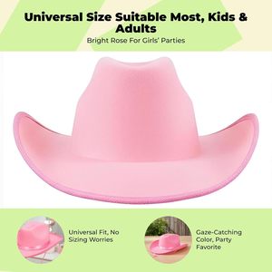 SOLPOP Club Bar Dames Kind Volwassen <span class=keywords><strong>Cowboy</strong></span> Vilt Western Verkleedkostuum Feestartikelen Cowgirl Hoed met lint - Product Image 3