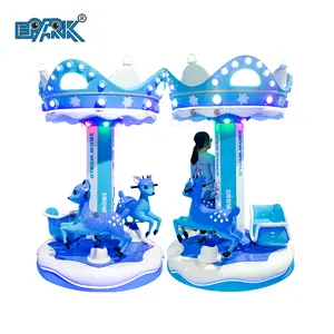 New Design Amusement Park Coin Operated Kids Mini Snow World Carousel 3 Players Merry Go Around For Carnival