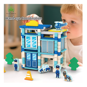 Juego de juguetes de madera Yuci Montessori, juguetes de madera, juego de bloques de construcción de espiga para niños, construir <span class=keywords><strong>Casa</strong></span> de <span class=keywords><strong>arquitecto</strong></span>, familia - Product Image 3