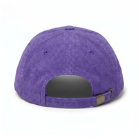 Casquettes personnalisées OEM avec logo brodé, 6 panneaux, style surf, non structurées, en velours côtelé violet, avec fermeture snapback, pour le sport