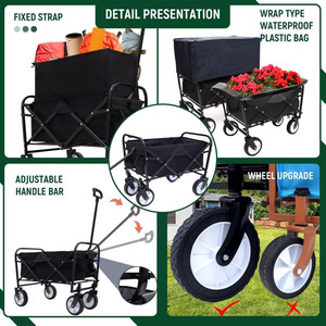 Carrito Plegable Db con 4 Ruedas, Carrito de Metal Negro para Playa, Camping, Compras y Supermercado - Product Image 6
