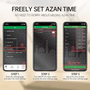 Horloge en bois Equantu APP télécommande coran haut-parleur azan horloge cadeau musulman lecteur coran - Product Image 3