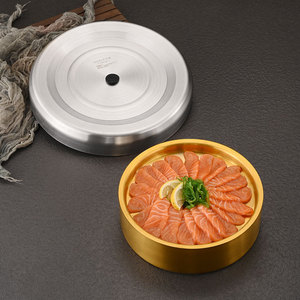 Assiettes et plateaux de service ronds en acier inoxydable de qualité alimentaire à double isolation, style coréen, pour restaurants et banquets de mariage - Product Image 4