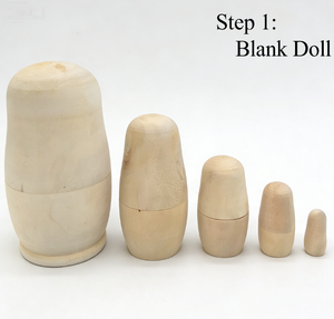 دمى روسية متداخلة خشبية غير مطلية للبيع بالجملة، 5 قطع، لعبة للأطفال وهدية لعيد الميلاد - Product Image 2