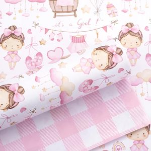 Baby Girl Wrapping Paper <b>Pink</b> Plaid It's A Girl Gift <b>Wrap</b> 17x33 Feet Double Side Eco Friendly For Baby Shower 1st Birthday - Product Image 1