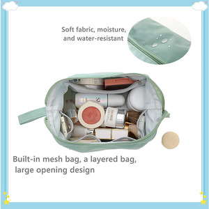 <b>Large</b> Capacity Vintage Zipper <b>Cosmetic</b> <b>Bag</b> Portable for Makeup Organizer Luxury Double Layer Lazy Travel Polyester Women - Product Image 3