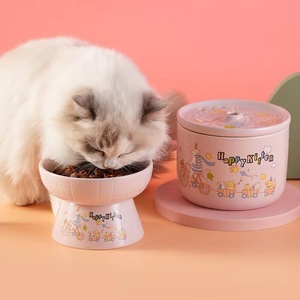 Dispensador de agua para mascotas de cerámica rosa con función de calentamiento para gatos y perros - Product Image 2