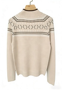 ODE/OEM Women's Viscose Polyester Blend Mock Neck Sweater, Nordic Geometric Jacquard Knit <b>Pullover</b>, Casual Winter <b>Jumper</b> - Product Image 5