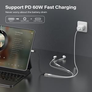 Eseekgo 4FT ES-15C/1.2ม. 2-in-1 Type-C TO-C + 3.5มม. อะแดปเตอร์เสียงอเนกประสงค์เข้ากันได้ประเภท C + 3.5มม. สำหรับลำโพงโทรศัพท์มือถือ - Product Image 4