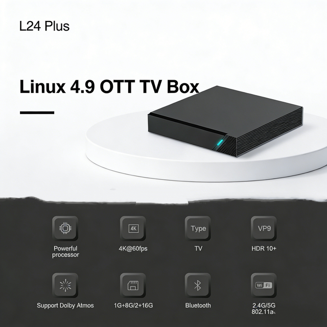 Linux 4K TV Box with 1GB RAM & 8GB ROM Quad Core 2.4G/5GHz 802.11n 10/100Mbps Ethernet Middleware