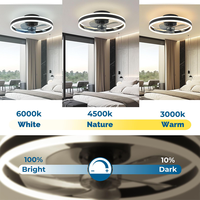 Ventilateur de plafond LED intelligent et moderne avec lumière lunaire, 6 vitesses de vent, 19,7 pouces, nouvelle prise de plafond étanche pour salon