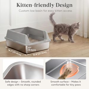 New Trend Stainless Steel <b>Cat</b> <b>Litter</b> Box Extra Large <b>Litter</b> Box <b>Cat</b> Tail Design Stainless Steel <b>Cat</b> <b>Litter</b> Box With High Sided - Product Image 3